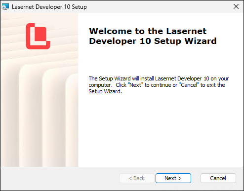 The Lasernet Developer 10.13 installer.